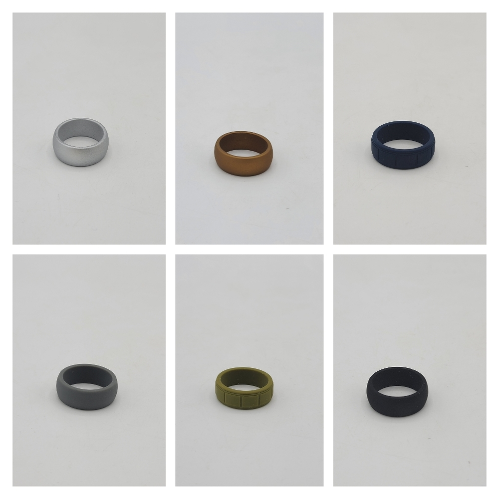 Men's Silicone Safety Ring Wedding Band Gold Silver size 10 Choose Color